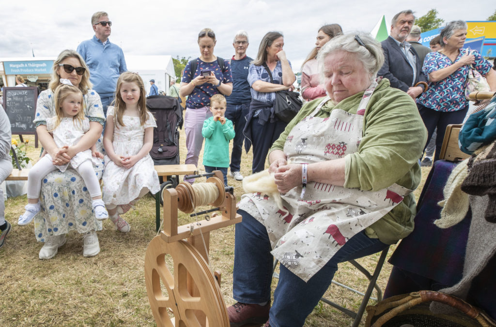 2/6/22
Evelyn Shannon from Carnew Co Wicklow give a demo in wool spinning at the Agriaware dispaly at Bloom 2022.
Picture:  Finbarr O’Rourke
NO REPRO FEE