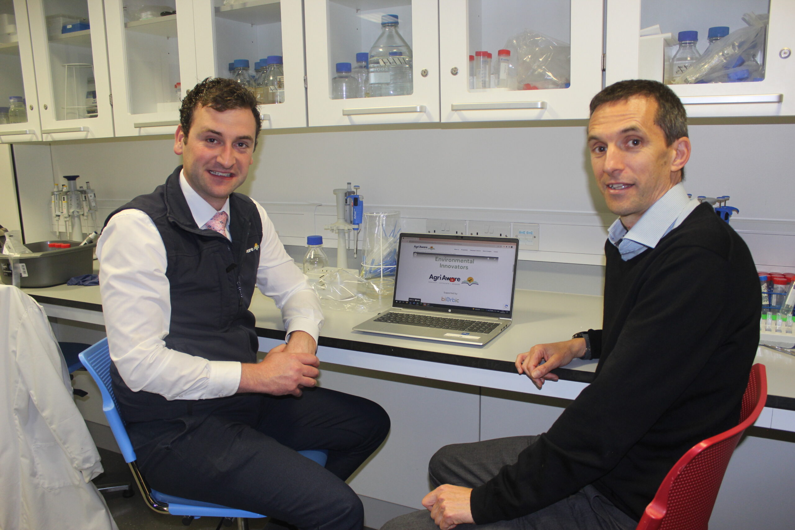 Agri Aware Executive Director Marcus O'Halloran and BiOrbic Director Kevin O'Connor at the UCD O'Brien Centre for Science